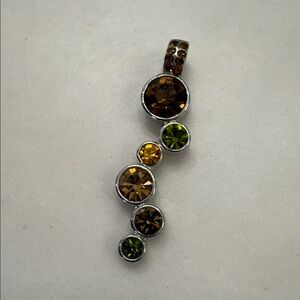 Lia Sophia Silver-Tone Pendant with Brown, Olive and Amber Stones
